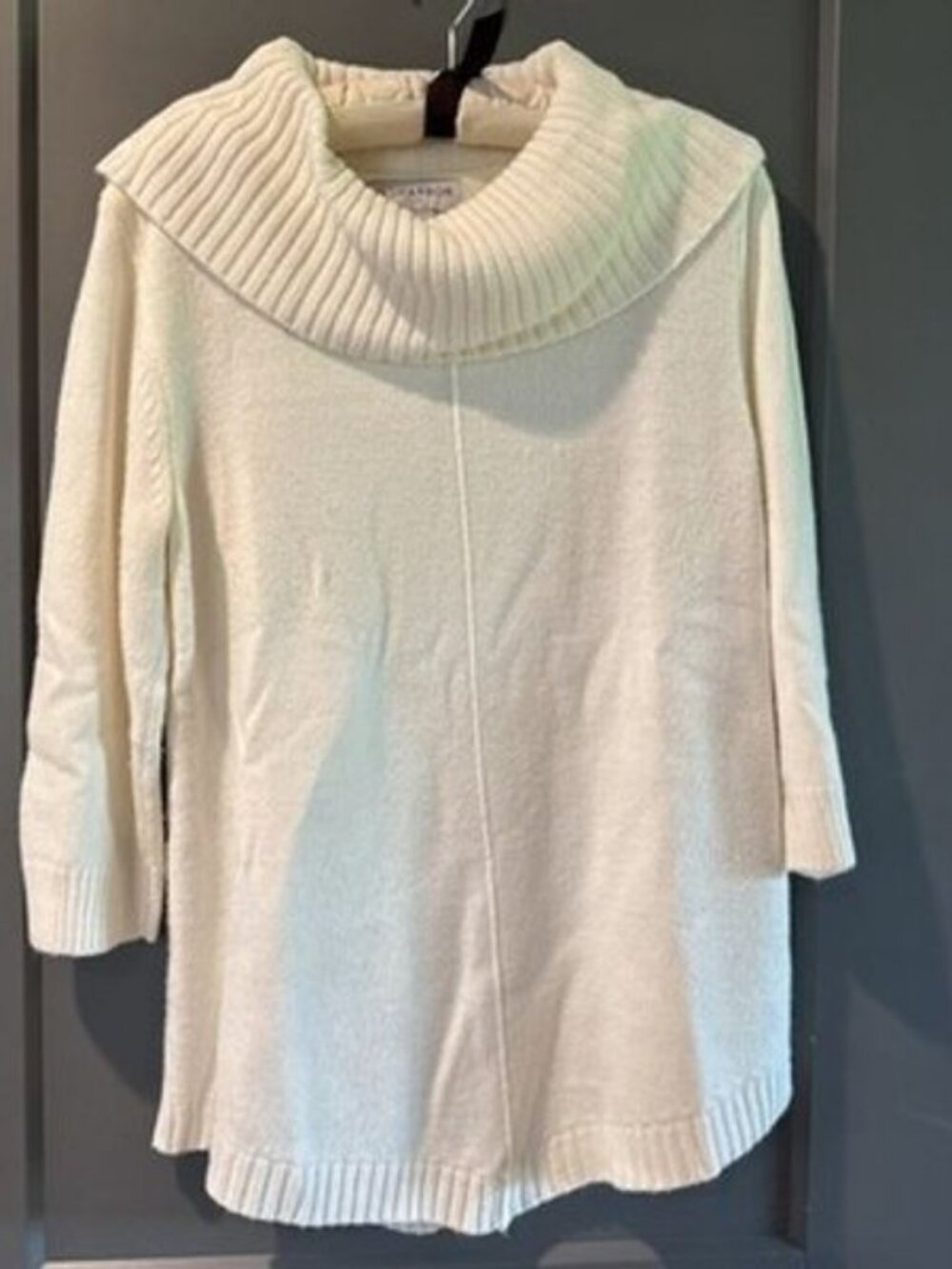 Sag Harbor Women's Cowl Neck 3/4 Sleeve Ivory Sweater Petite Large